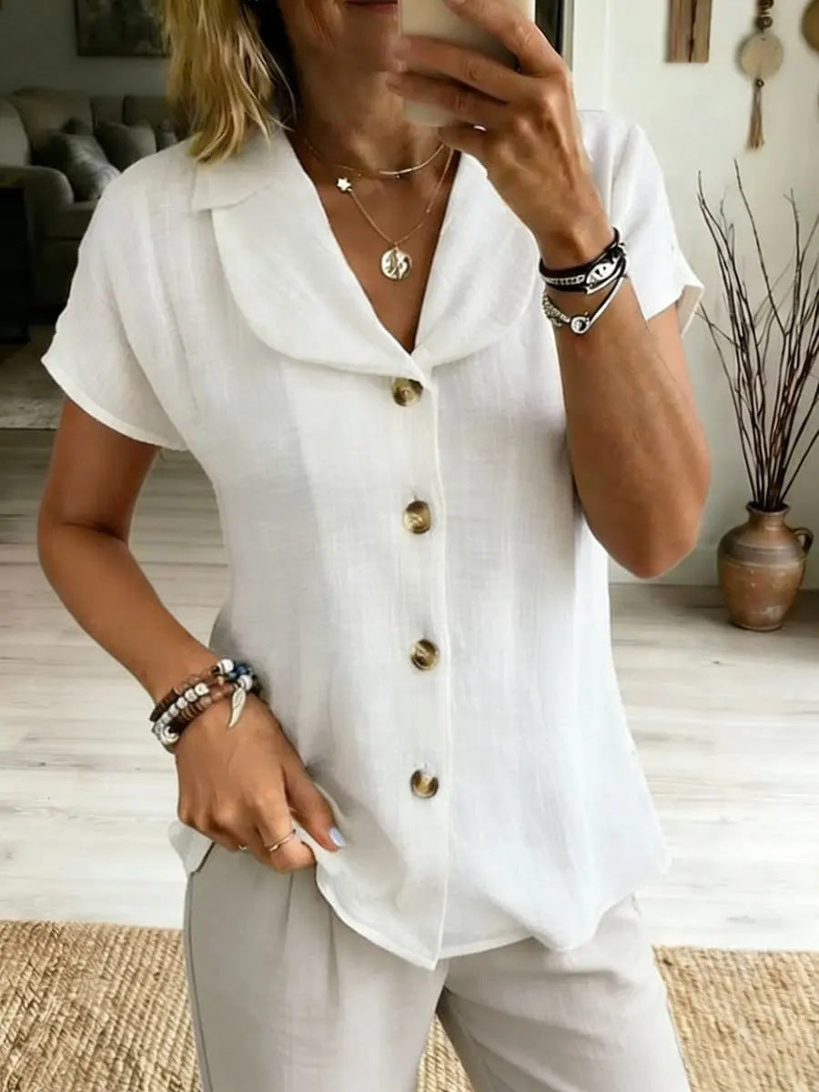 Top Malia Boutonnée Col Châle