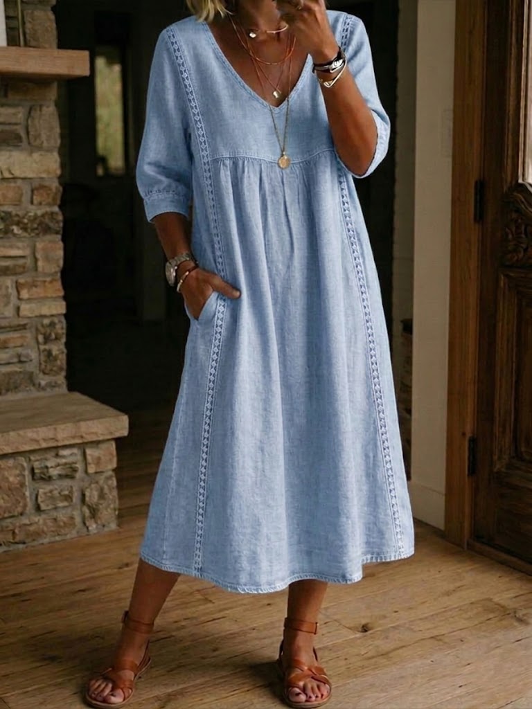 Aurine | Robe Ample Lin Et Coton À Dentelle