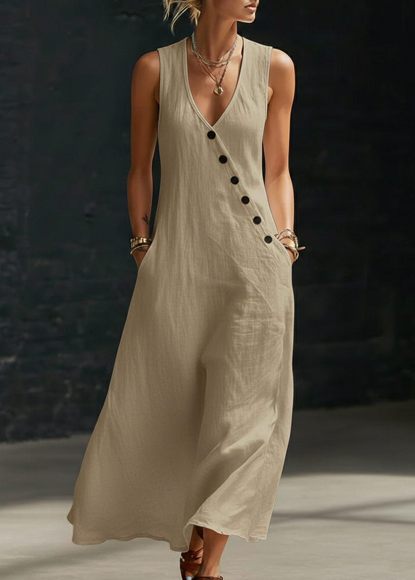 Sophie | Robe Maxi Boutonnée Minimaliste