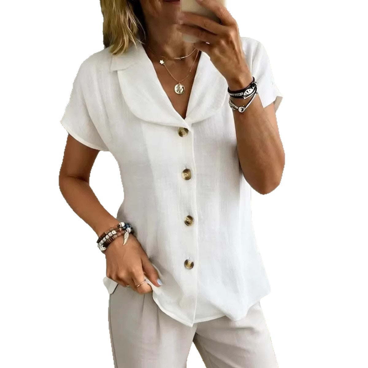 Top Malia Boutonnée Col Châle