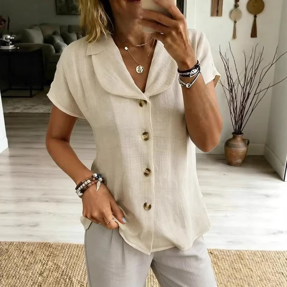 Top Malia Boutonnée Col Châle