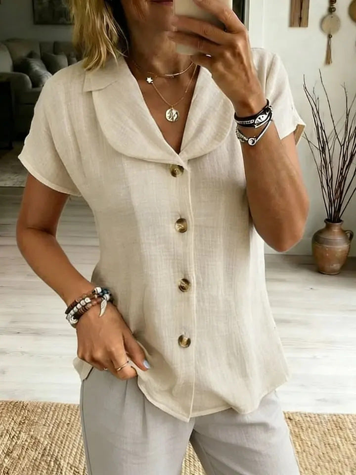 Top Malia Boutonnée Col Châle