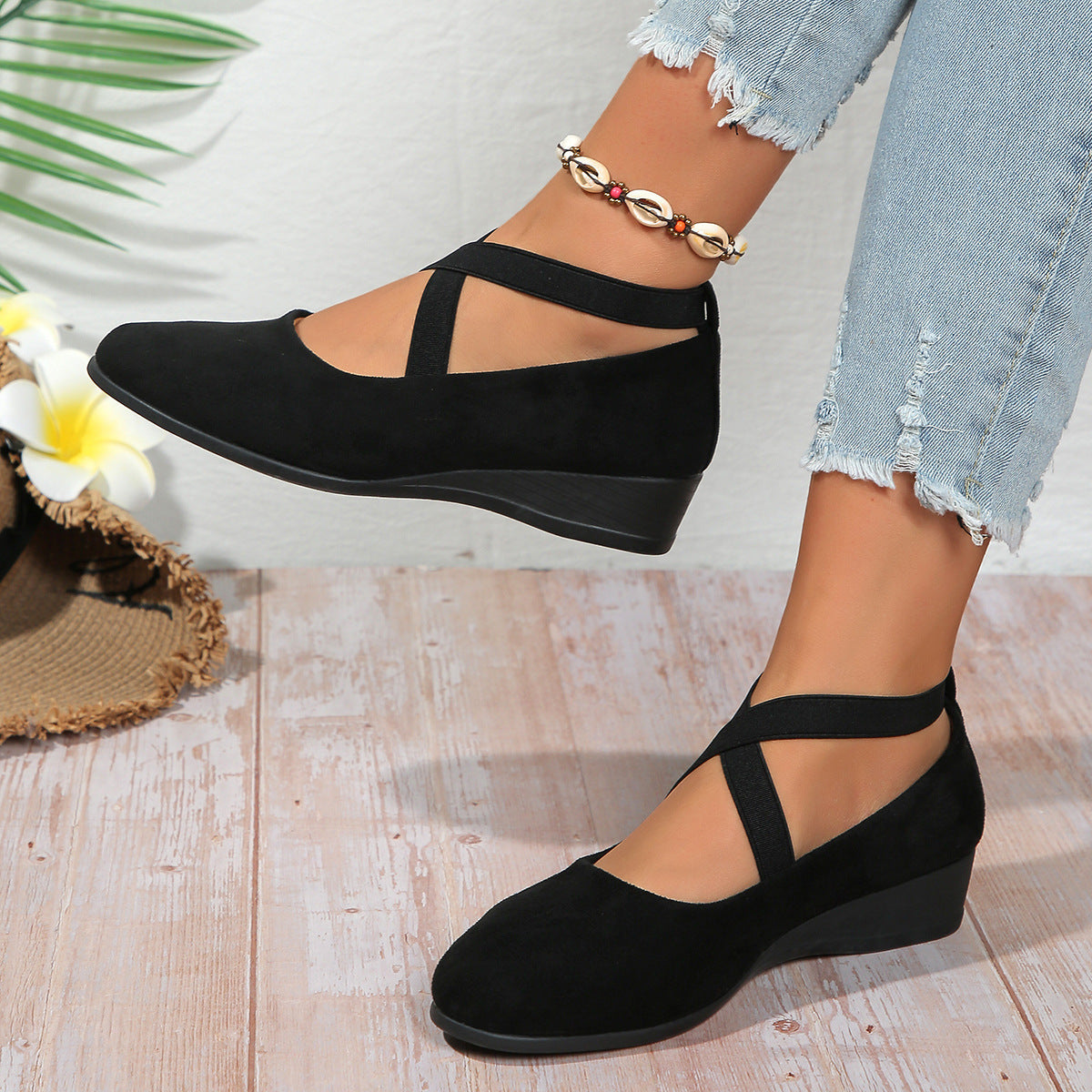 Lina™ | Ballerines à Talon Compensé