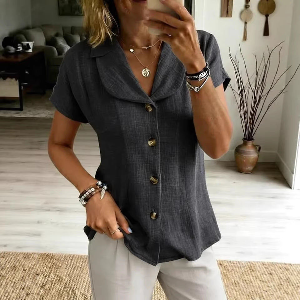 Top Malia Boutonnée Col Châle