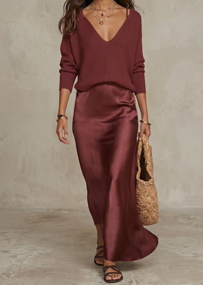 Robe Alma™ Satin Élégante avec Pull