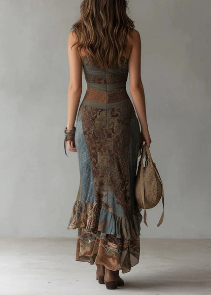 Robe asymétrique imprimé bohème