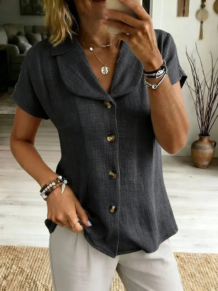 Top Malia Boutonnée Col Châle