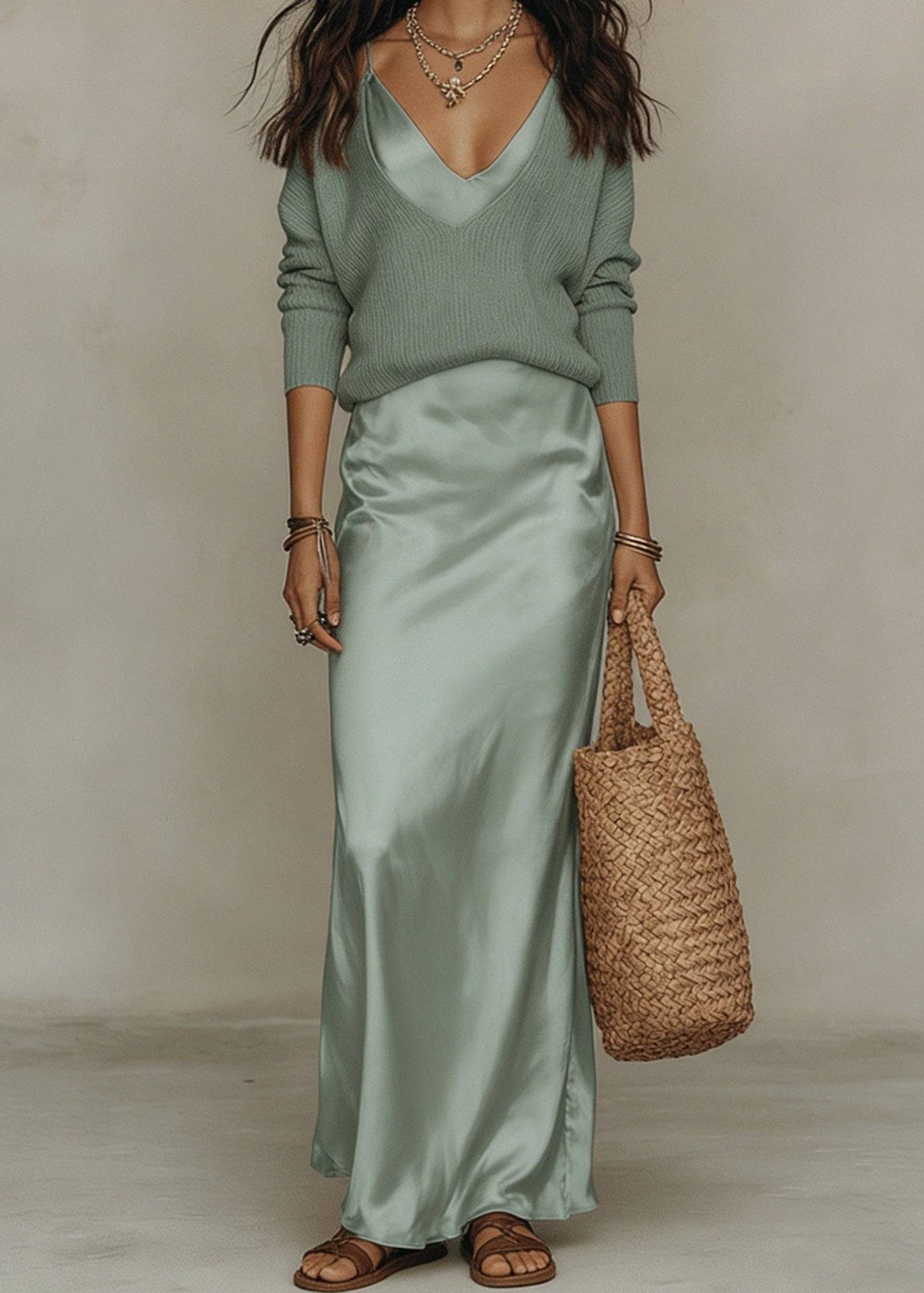Robe Alma™ Satin Élégante avec Pull