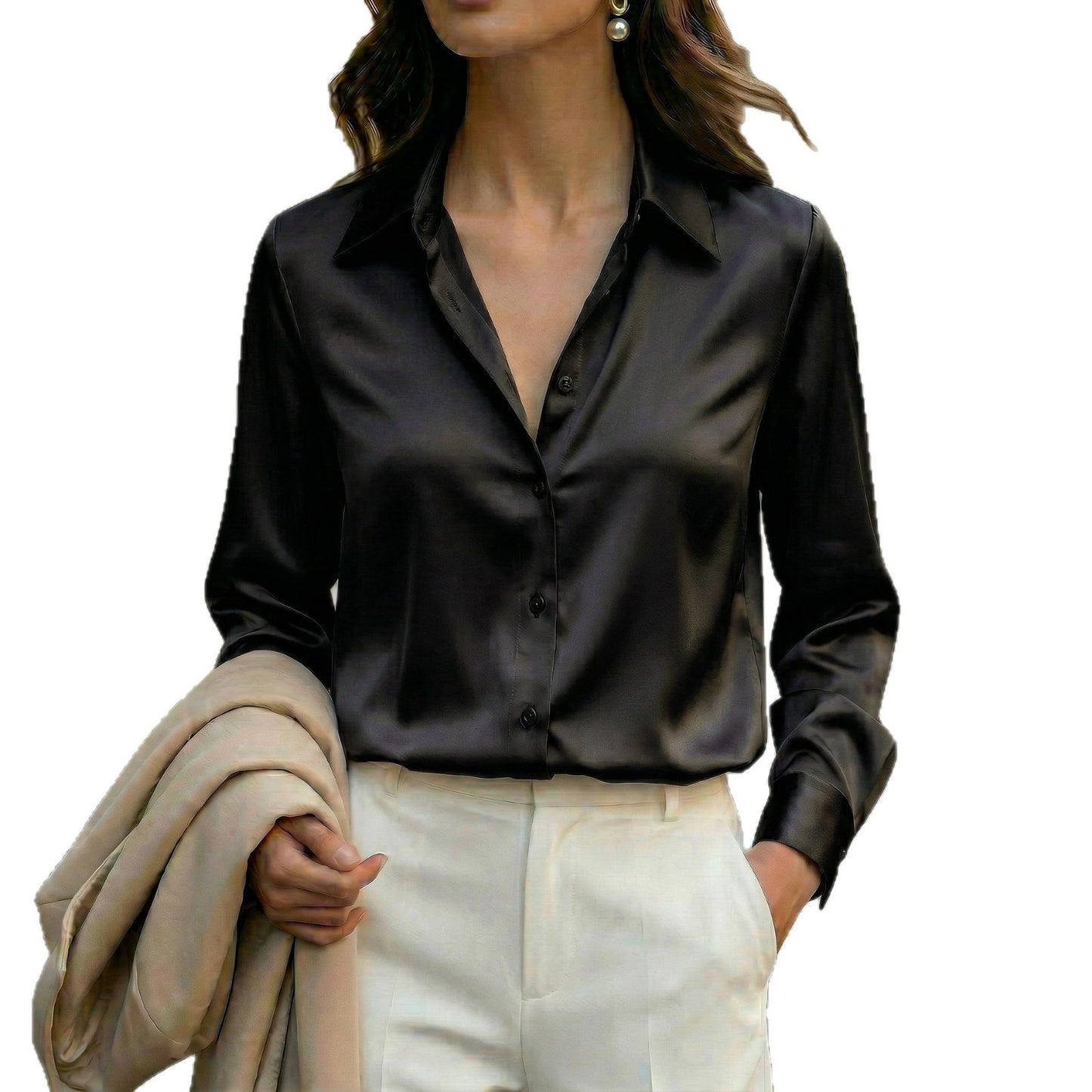 Top Luna Satinée Boutonnée