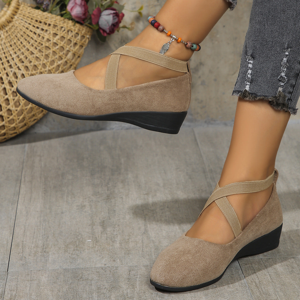 Lina™ | Ballerines à Talon Compensé