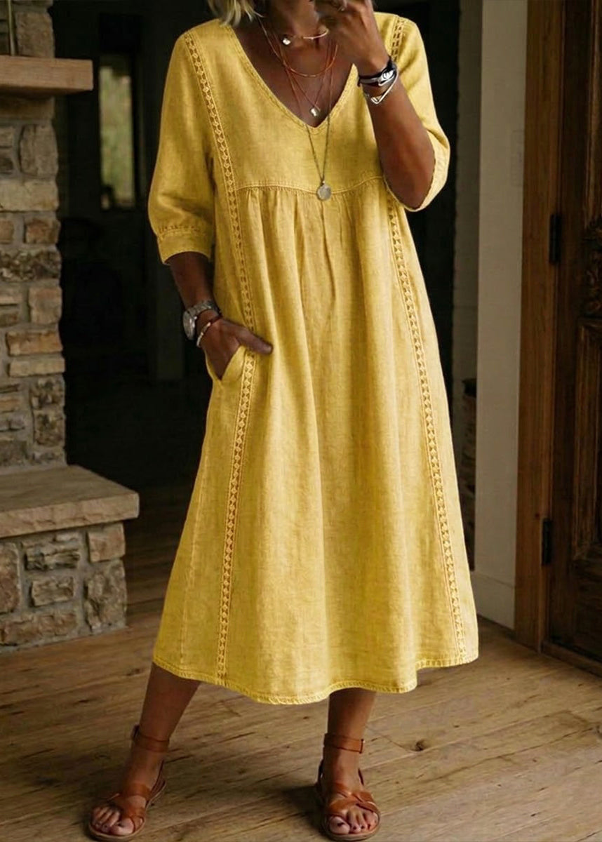 Aurine | Robe Ample Lin Et Coton À Dentelle