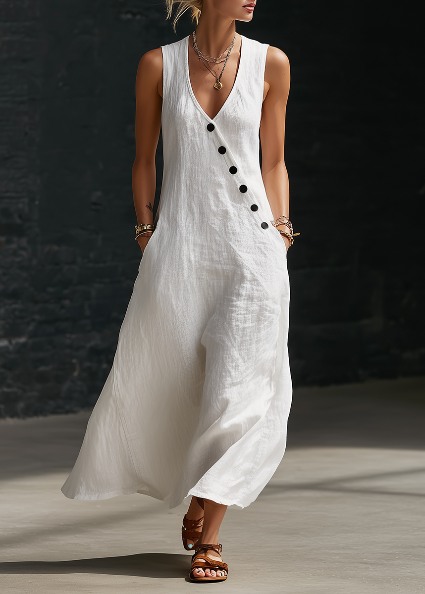 Sophie | Robe Maxi Boutonnée Minimaliste