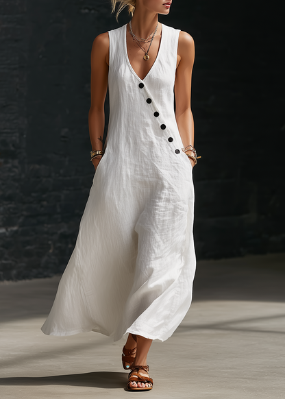 Sophie | Robe Maxi Boutonnée Minimaliste